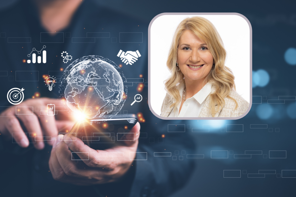 Woman inset on digital marketing activity image.