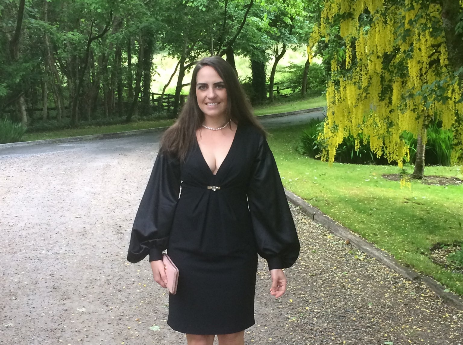 Woman in black dress.