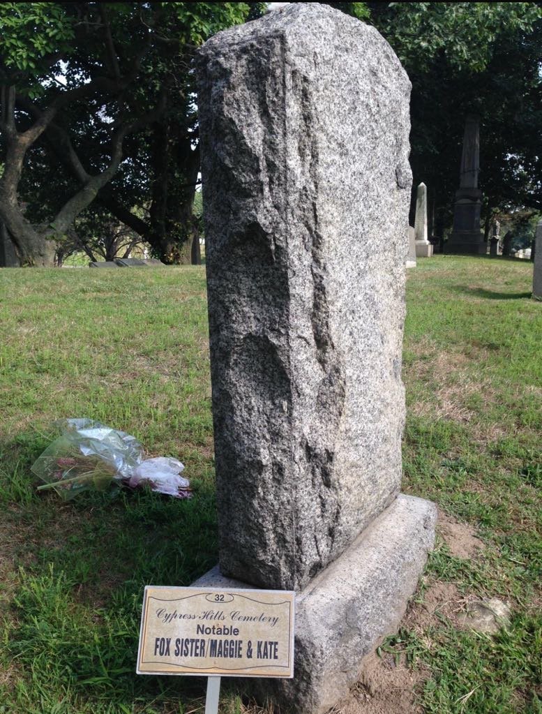 The grave of Maggie and Kate Fox at Cypress Hills Cemetery, New York. Photo by Massimo Introvigne.